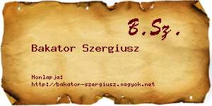 Bakator Szergiusz névjegykártya